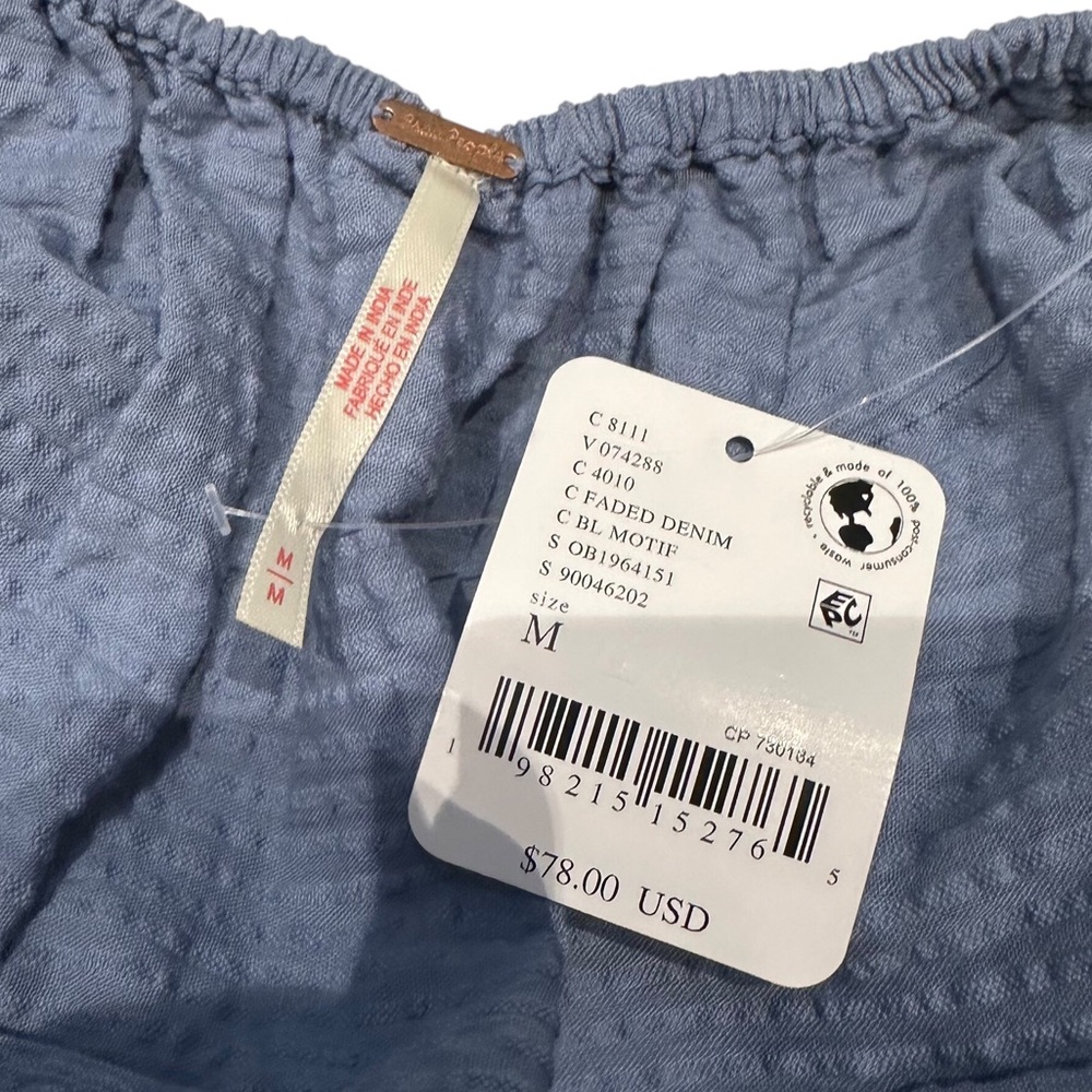 Free People Tara Tube Top Strapless Faded Denim Blue Size Medium New with Tag - Picture 13 of 15